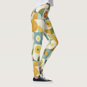 Gekromde lijnen, cirkels, gestileerd bloempatroon leggings (Rechts)