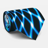 Gekromde lijnen die diepe cirkel over blauw vormen stropdas (Opgerold)