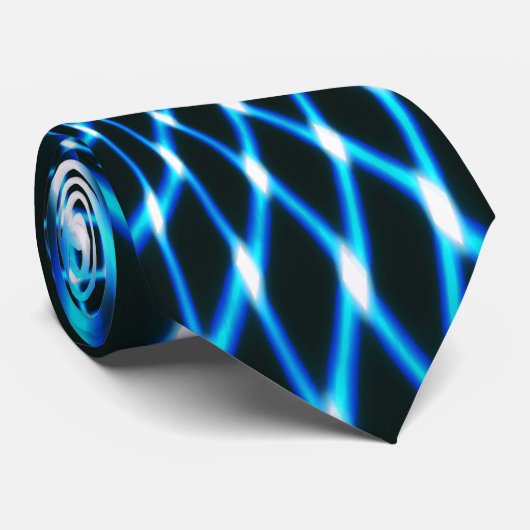 Gekromde lijnen die diepe cirkel over blauw vormen stropdas (Opgerold)