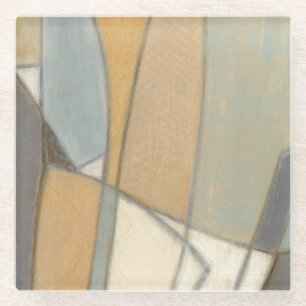 Gekromde lijnen en gedempte aartafels glazen onderzetter