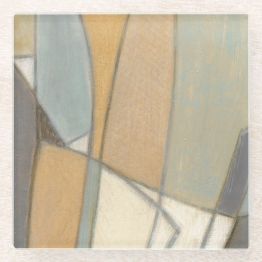 Gekromde lijnen en gedempte aartafels glazen onderzetter (Voorkant)