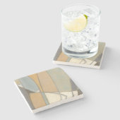 Gekromde lijnen en gedempte aartafels stenen onderzetter (Zijkant)