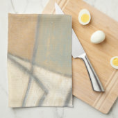 Gekromde lijnen en gedempte aartafels theedoek (Quarter Fold)