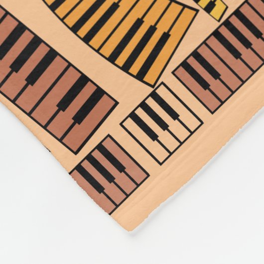 Gekromde pianoketoestel fleece deken (Hoek)