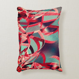 Gekromde rode linten boven blauwgrijs, geboord accent kussen