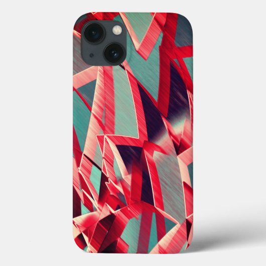 Gekromde rode linten boven blauwgrijs, geboord Case-Mate iPhone case (Achterkant)