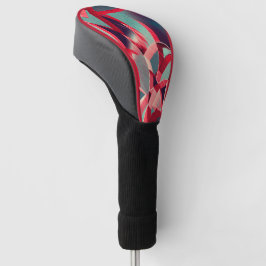 Gekromde rode linten boven blauwgrijs, geboord golfheadcover