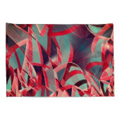 Gekromde rode linten boven blauwgrijs, geboord kussensloop (Achterkant-Rechts)