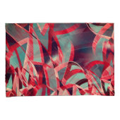 Gekromde rode linten boven blauwgrijs, geboord kussensloop (Voorkant-Rechts)