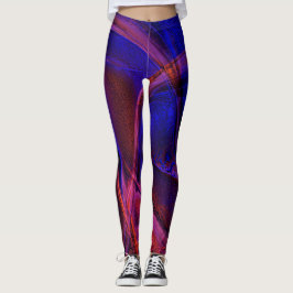 Gekromde slagen over verrassende rode en blauwe ko leggings