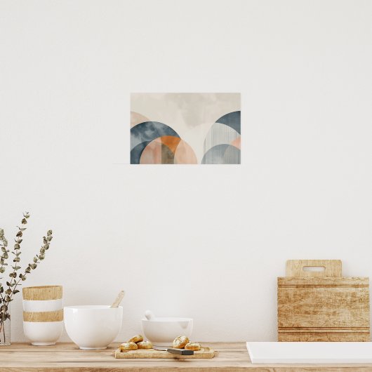 Gekromde snijlijnen met kopieerruimte poster (Keuken)