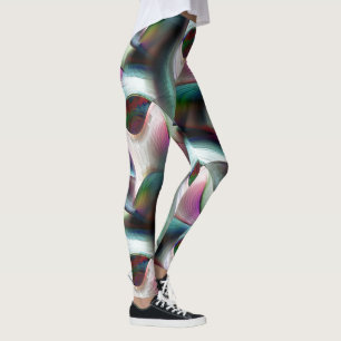 Gekromde vormen van het dambord in bijna chroomkle leggings