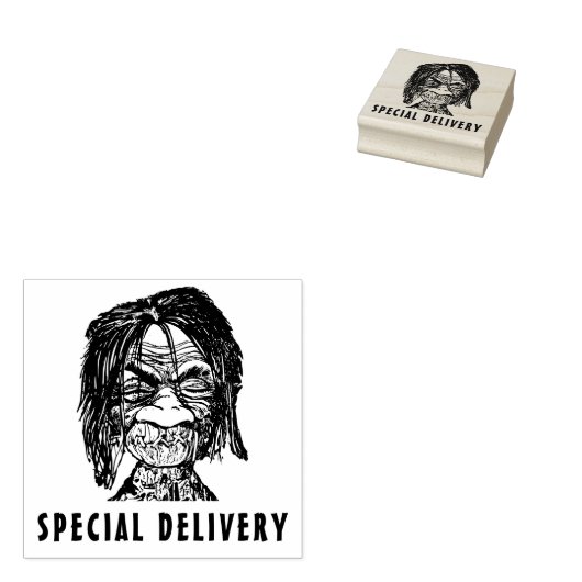 Gekrompen hoofd speciale bevalling rubberstempel (Gestempeld)