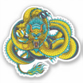gekronkelde Chinese draak Sticker (Voorkant)