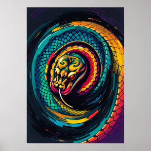 Gekronkelde Slang Spiraal Kunst Poster