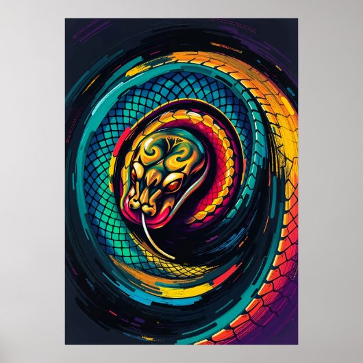 Gekronkelde Slang Spiraal Kunst Poster (Voorkant)