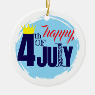 Gekroond 4 juli keramisch ornament