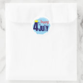 Gekroond 4 juli ronde sticker (Tas)