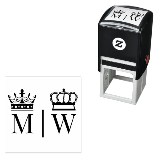 gekroond bruid bruidegom bruiloft 2 Initiaal Monog Zelfinktende Stempel (In situ)