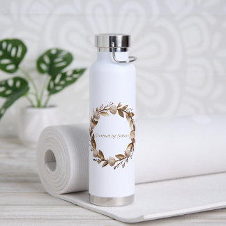 Gekroond door de Natuur – Elegante Blush & Gouden  Waterfles