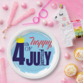 Gekroond op 4 juli papieren bordje (Feest)