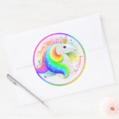 gekroond prinses eenhoorn envelop afdichtingen Kin Ronde Sticker (Envelop)