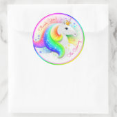 gekroond prinses eenhoorn envelop afdichtingen Kin Ronde Sticker (Tas)