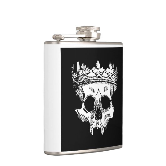 gekroond skelet hoofd op een fles heupfles (Rechts)