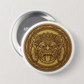 Gekroonde Barong-medaille Ronde Button 7,6 Cm (Voorkant /achterkant)