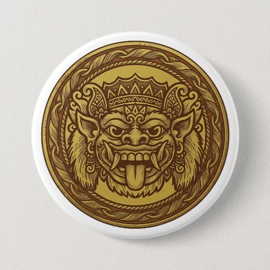Gekroonde Barong-medaille Ronde Button 7,6 Cm (Voorkant)
