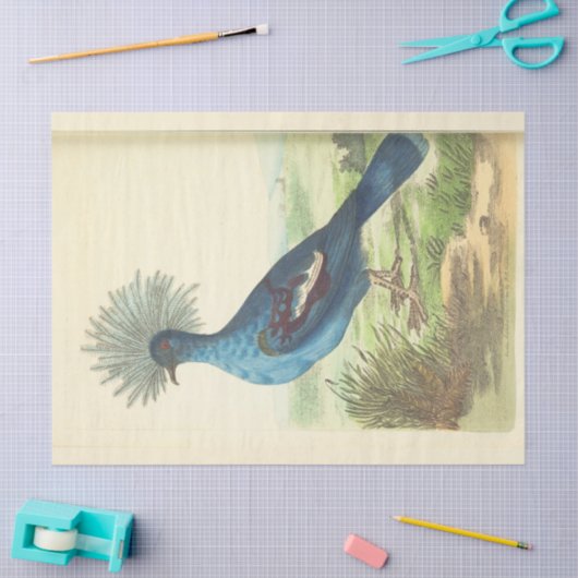 gekroonde blauwe vogel Ephemera Decoupage Tissuepapier (Craft)