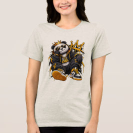 Gekroonde Chill Panda – Streetwear Hip Hop Panda Tri-Blend Shirt