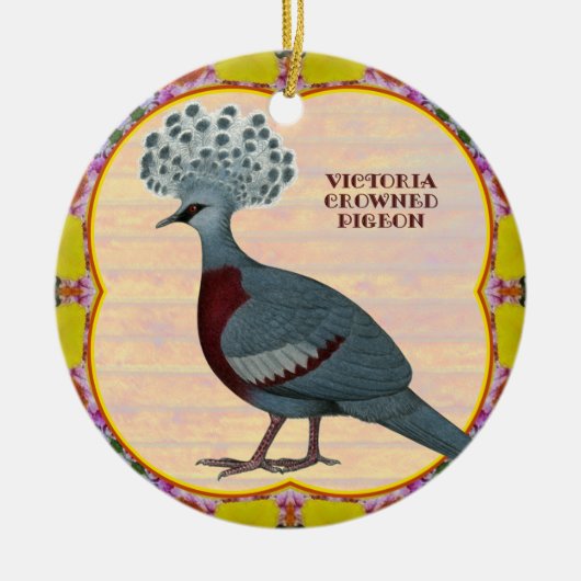 Gekroonde Duif Bloem Keramisch Ornament (Voorkant)