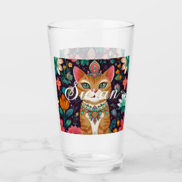 Gekroonde Edelstenen Kat Glas