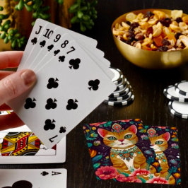 Gekroonde Edelstenen Kat Pokerkaarten