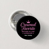 Gekroonde favoriete schoonmoeder goedgekeurd ronde button 3,2 cm (Voorkant /achterkant)