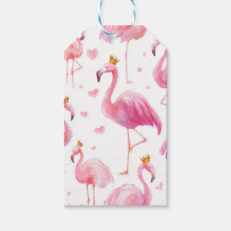 Gekroonde Flamingo – Luxe Eiland Sfeer Cadeaulabel