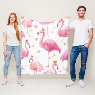 Gekroonde Flamingo – Luxe Eiland Sfeer Fleece Deken