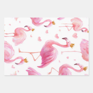 Gekroonde Flamingo – Luxe Eiland Sfeer Inpakpapier Vel