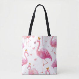 Gekroonde Flamingo – Luxe Eiland Vibes Tote Bag