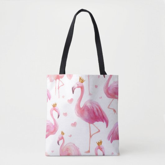 Gekroonde Flamingo – Luxe Eiland Vibes Tote Bag (Voorkant)