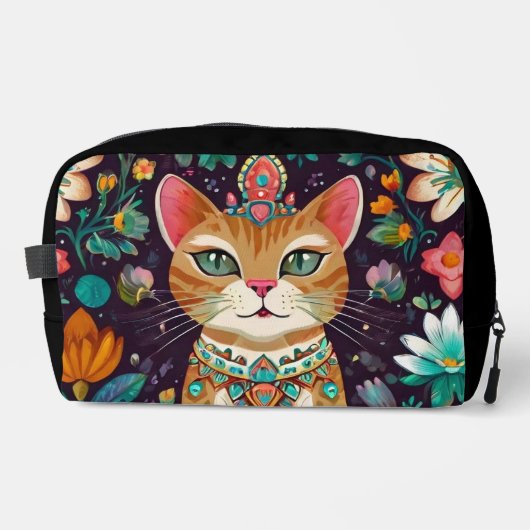 Gekroonde Kat Met Edelstenen Toilettasje (Voorkant)