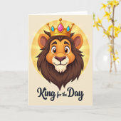 Gekroonde Leeuw Vaderdag Kaart (Gele Bloem)