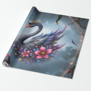 Gekroonde Maanzwaan – Bewaker van het Stille Meer. Cadeaupapier