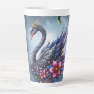 Gekroonde Maanzwaan – Bewaker van het Stille Meer. Latte Mok
