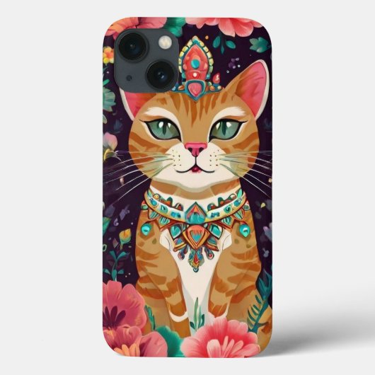 gekroonde met juwelen versierde kat Case-Mate iPhone case (Achterkant)