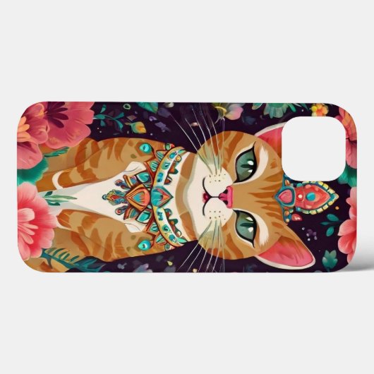 gekroonde met juwelen versierde kat Case-Mate iPhone case (Achterkant (horizontaal))