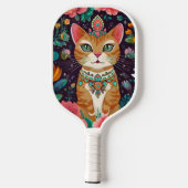 gekroonde met juwelen versierde kat pickleball paddle (Achterkant)