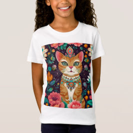 gekroonde met juwelen versierde kat t-shirt