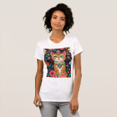 gekroonde met juwelen versierde kat t-shirt (Voorkant volledig)